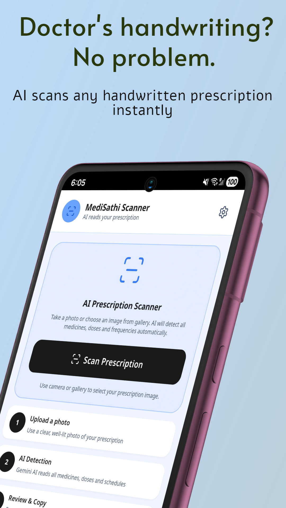 Prescription Reader scanner screen