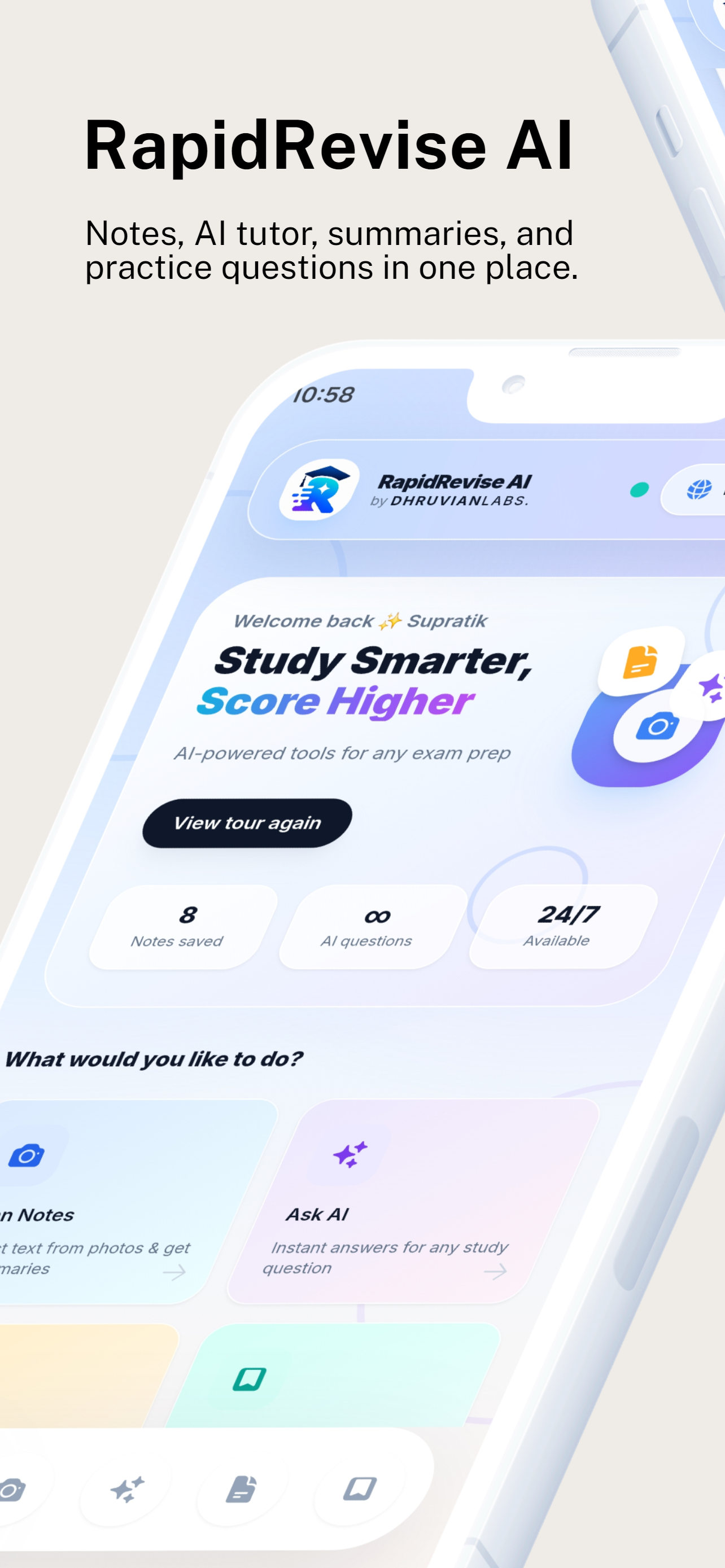 RapidRevise study summary screen