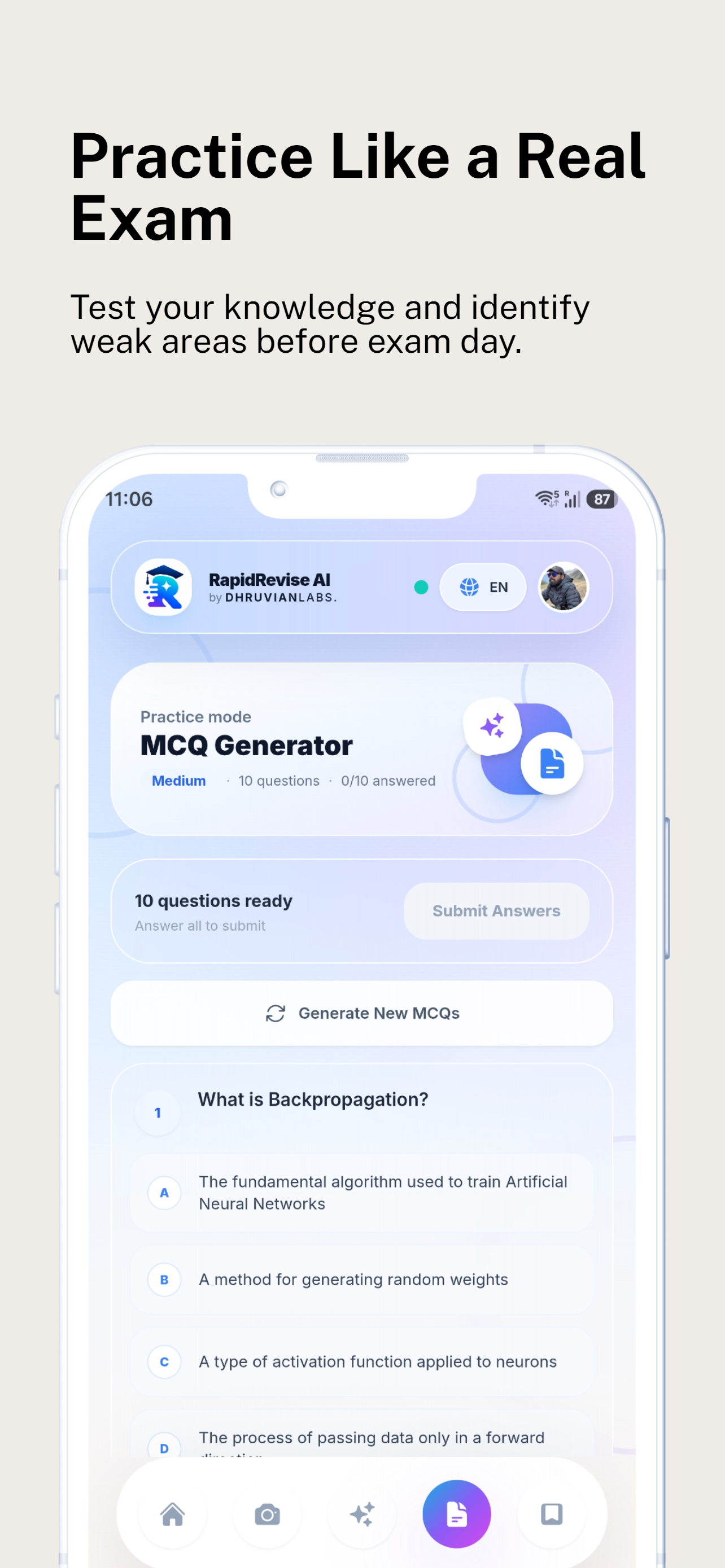 MCQ practice mode